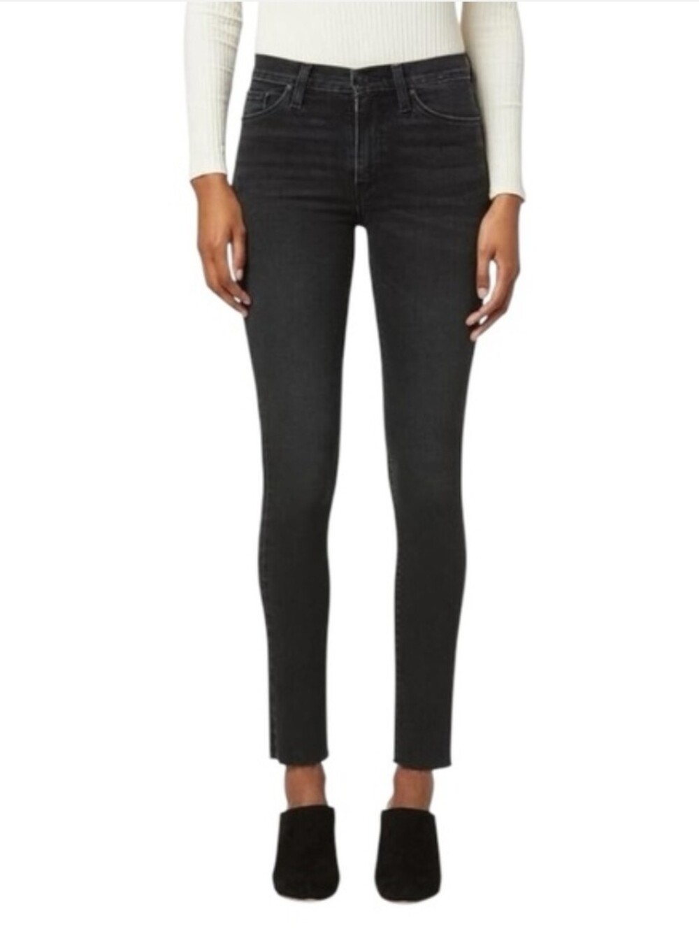 Hudson Barbara Super Skinny Jeans Washed Black Stretch Denim High Rise Womens 29